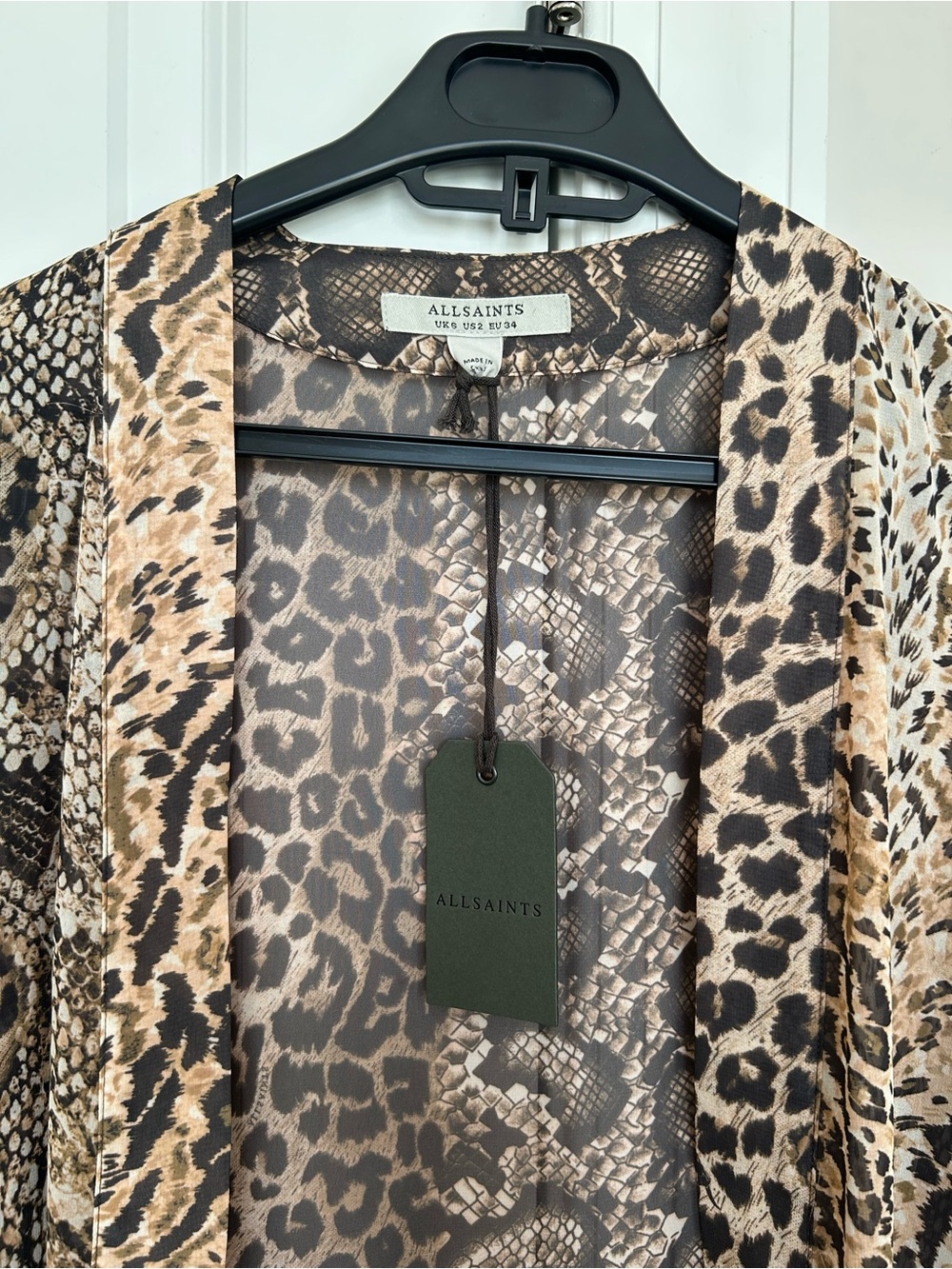 All Saints Women’s Snake Print Long Kimono - Picture 3 of 5